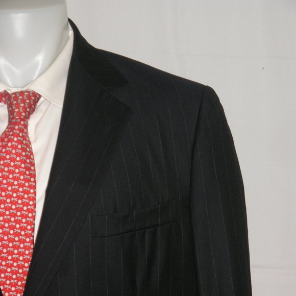Brooks Brothers Golden Fleece Loro Piana Navy Striped Two Button Suit 42S